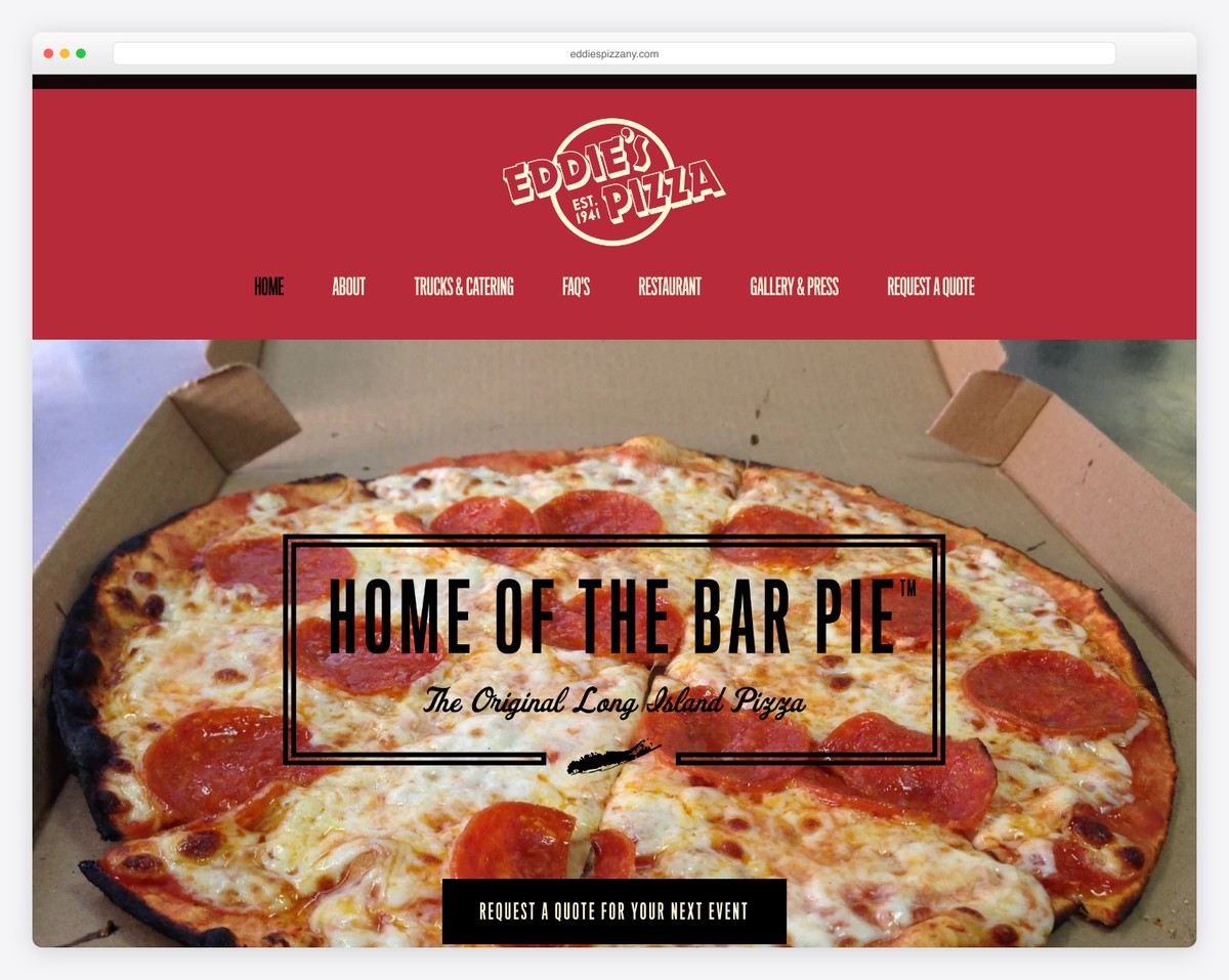 eddies pizza food truck website example