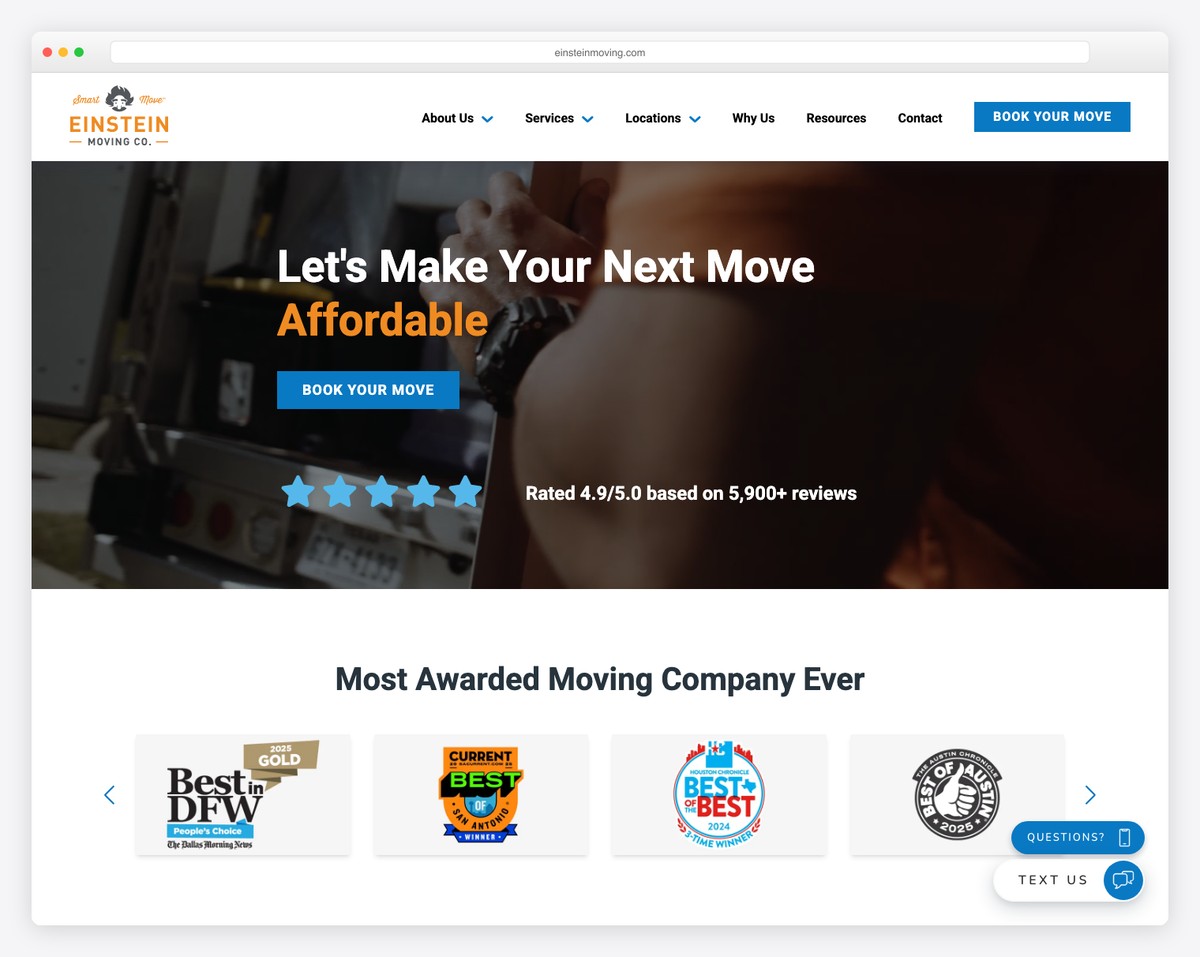 einstein moving texas website