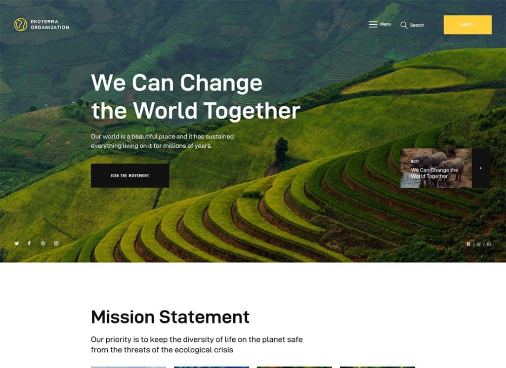Ekoterra - Social Activism, NonProfit & Ecology WordPress Theme