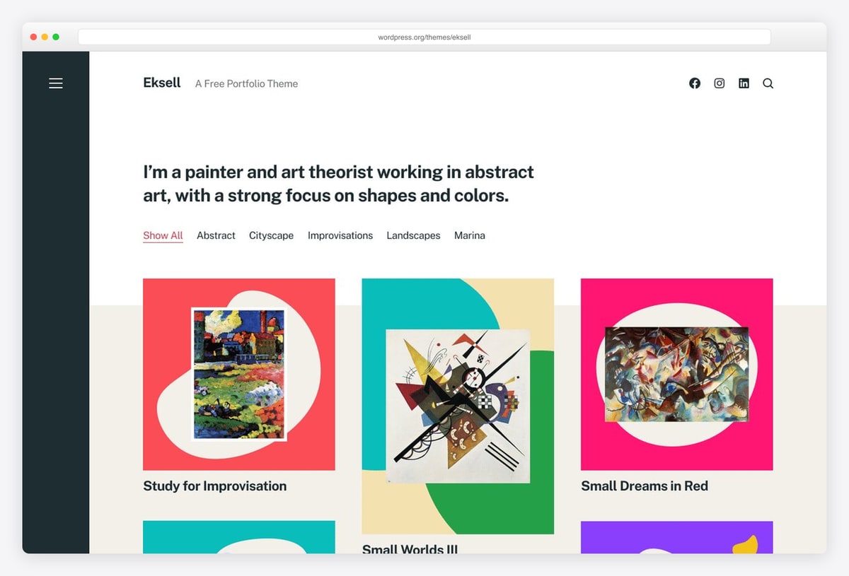 Eksell minimalist portfolio WordPress theme by Anders NorĂŠn