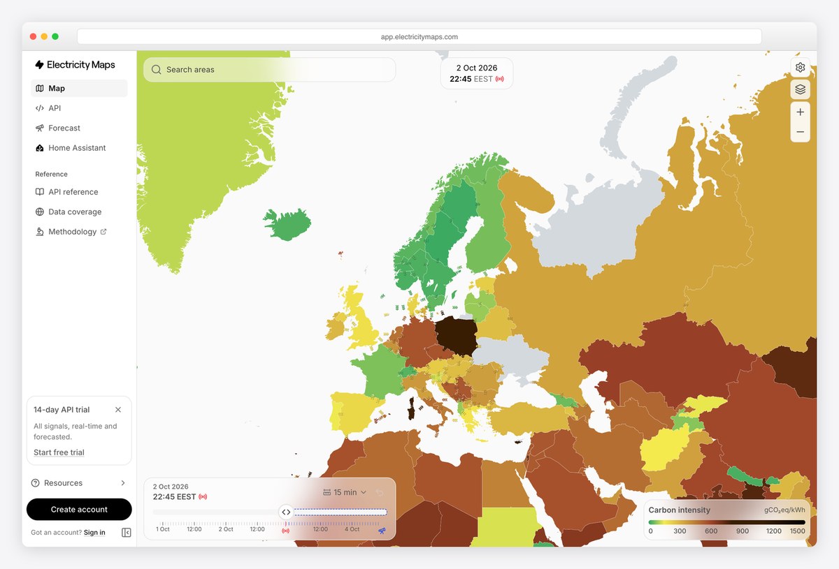 Electricity Maps dashboard design