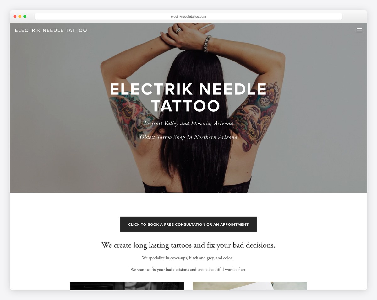 electrik needle tattoo website example
