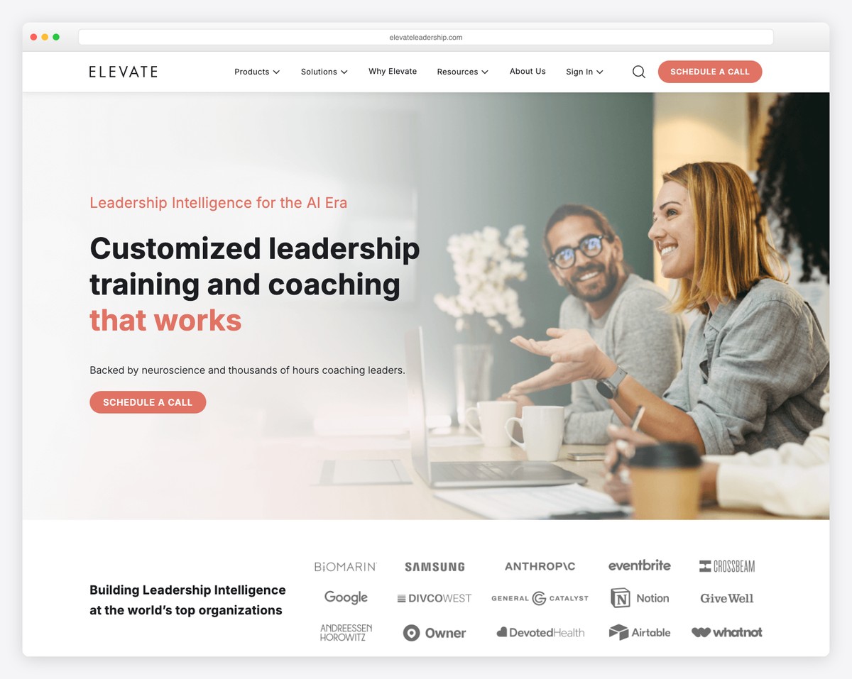 elevate leadership website example