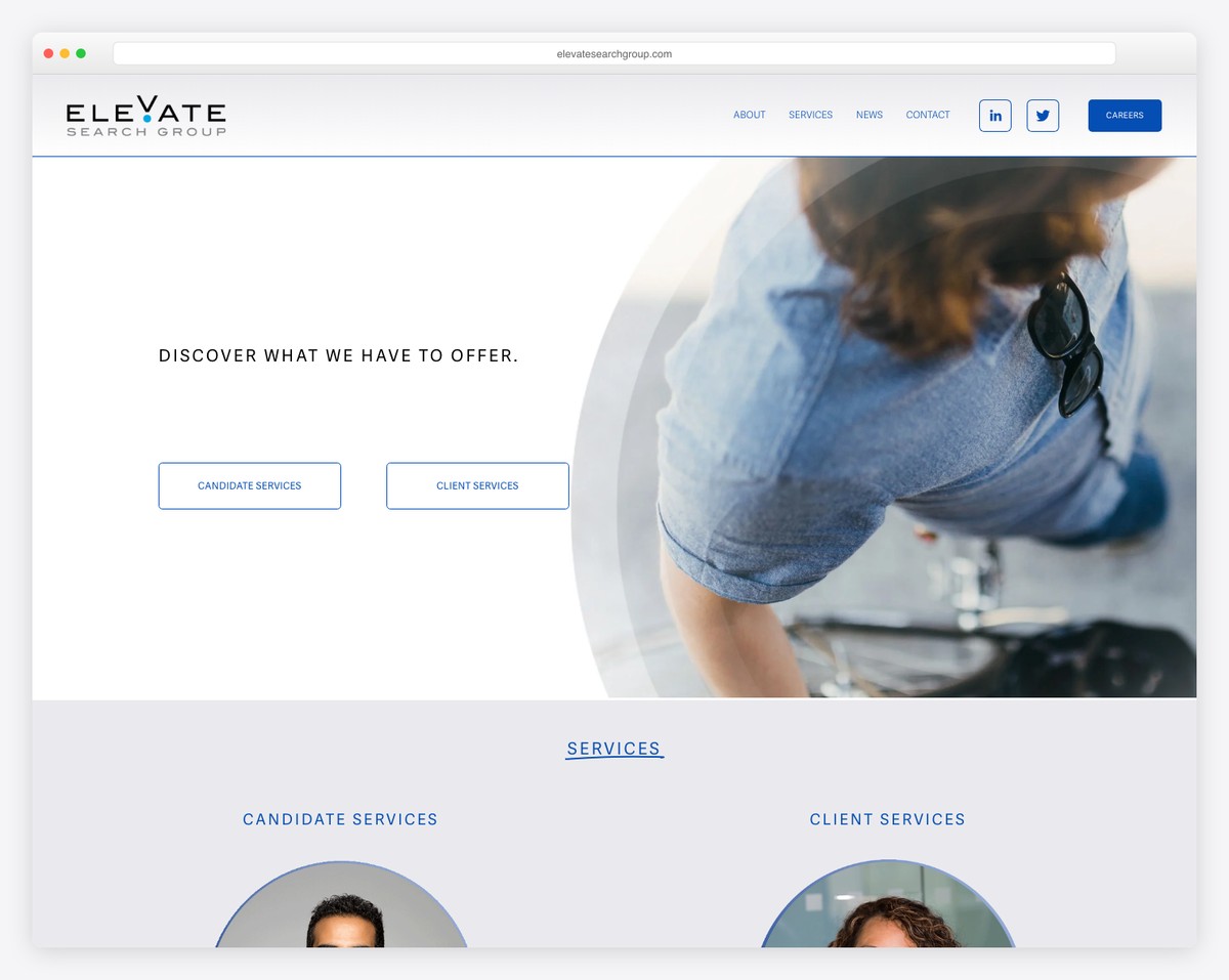 elevate search group website example