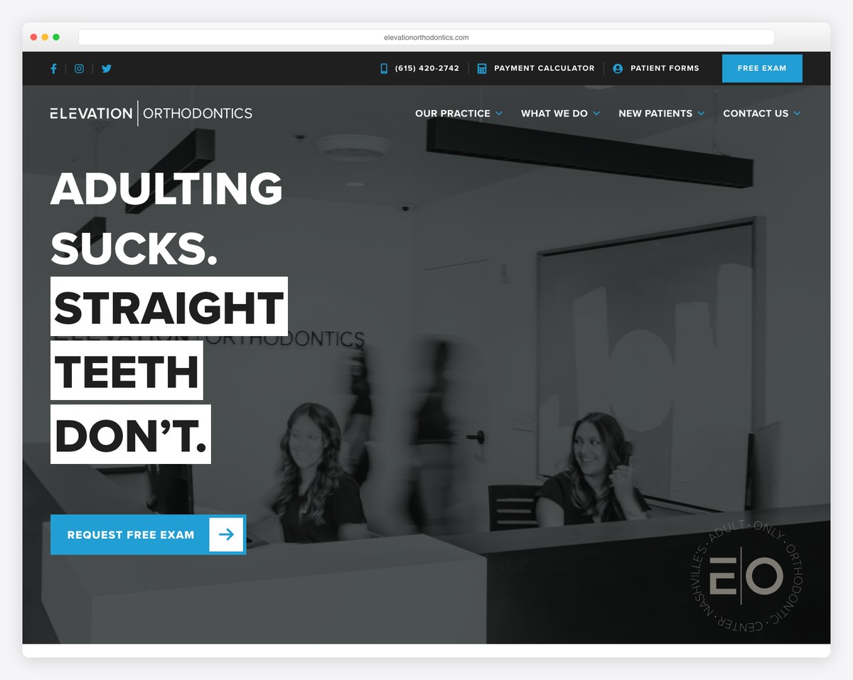 elevation orthodontics website example