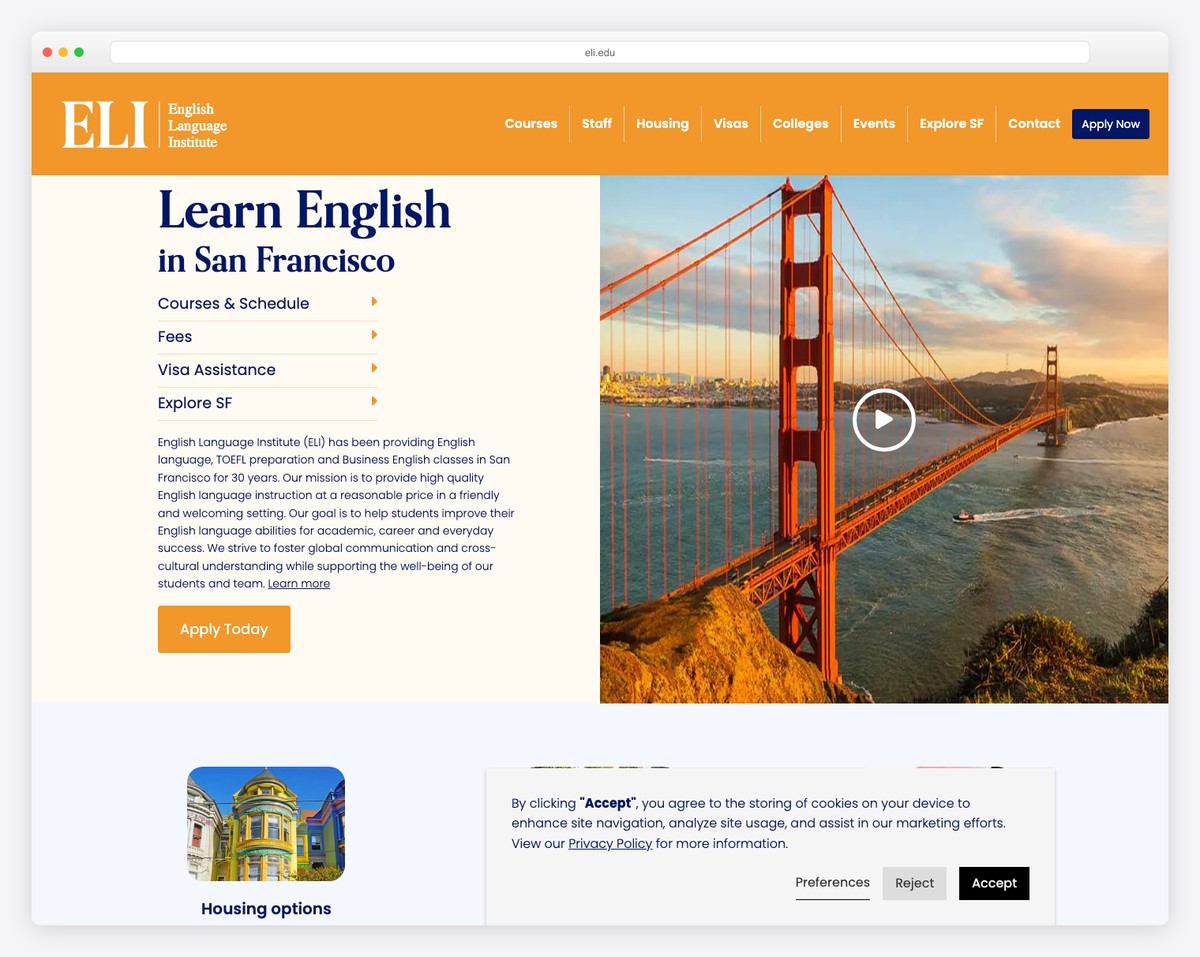english language institute website example