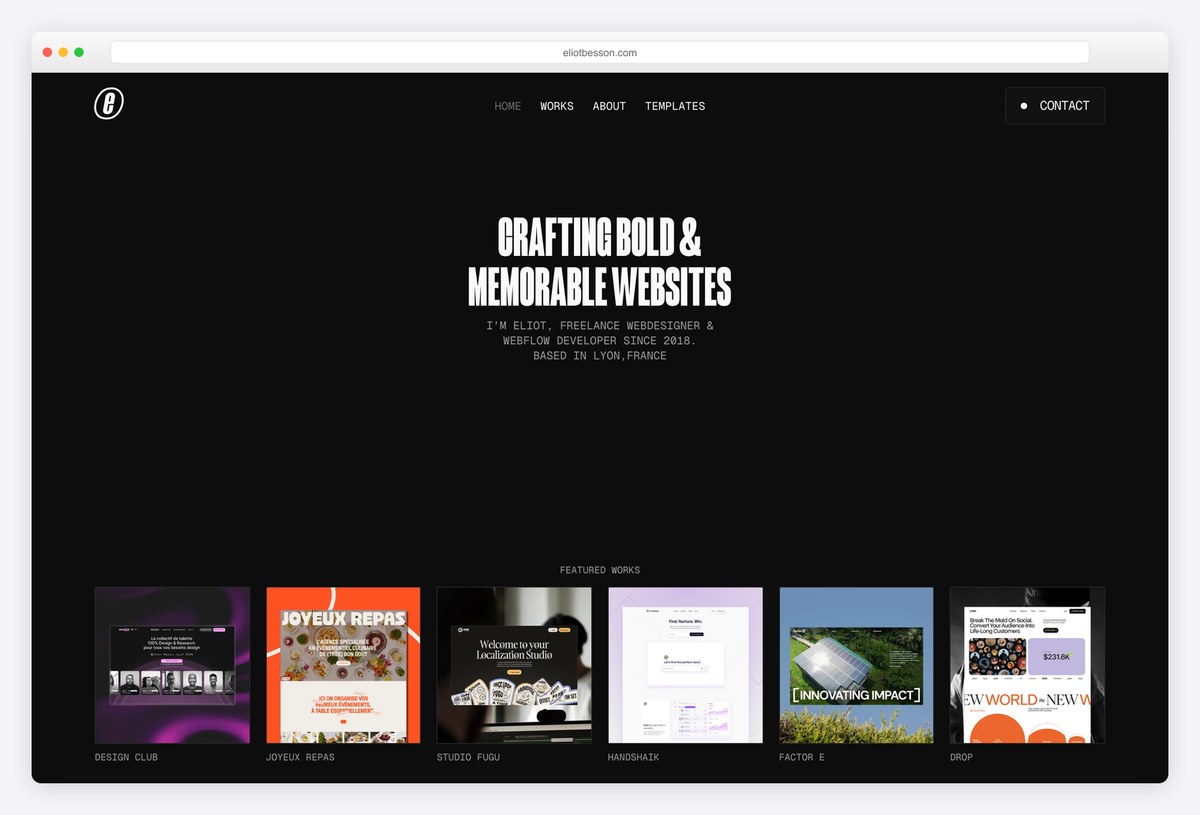 Eliot Besson web designer portfolio website