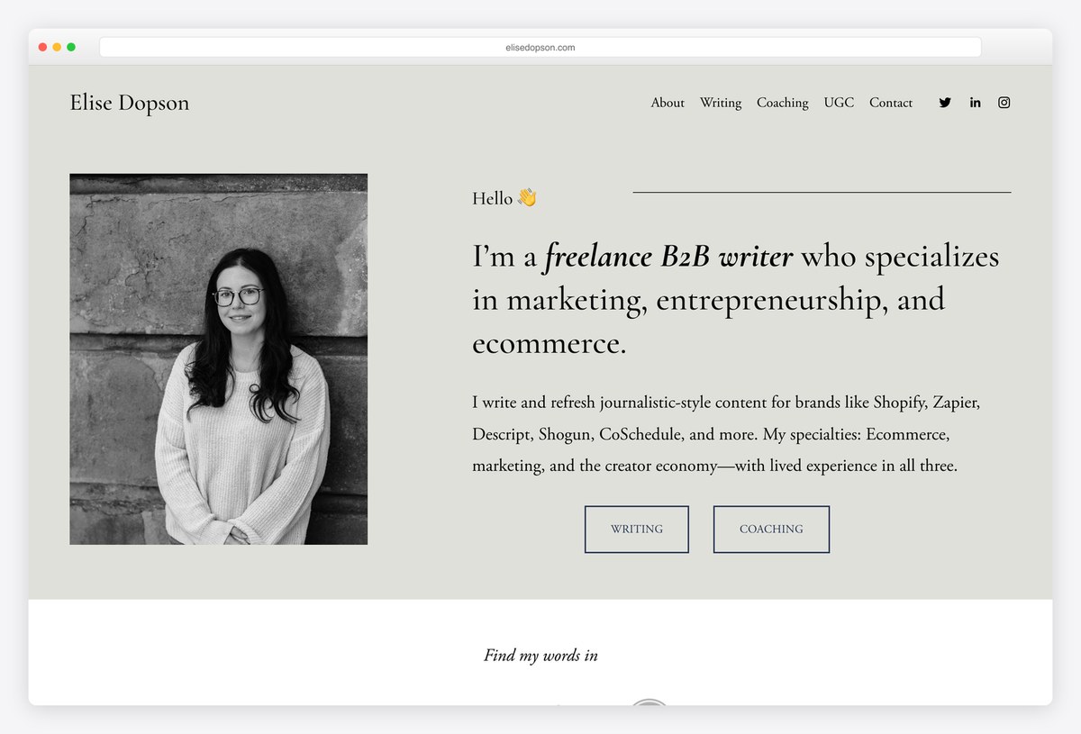 Elise Dopson portfolio website