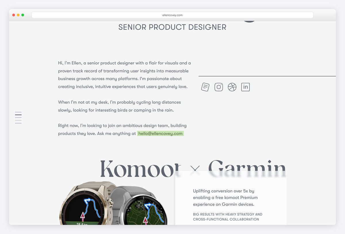 Ellen Covey UX portfolio website