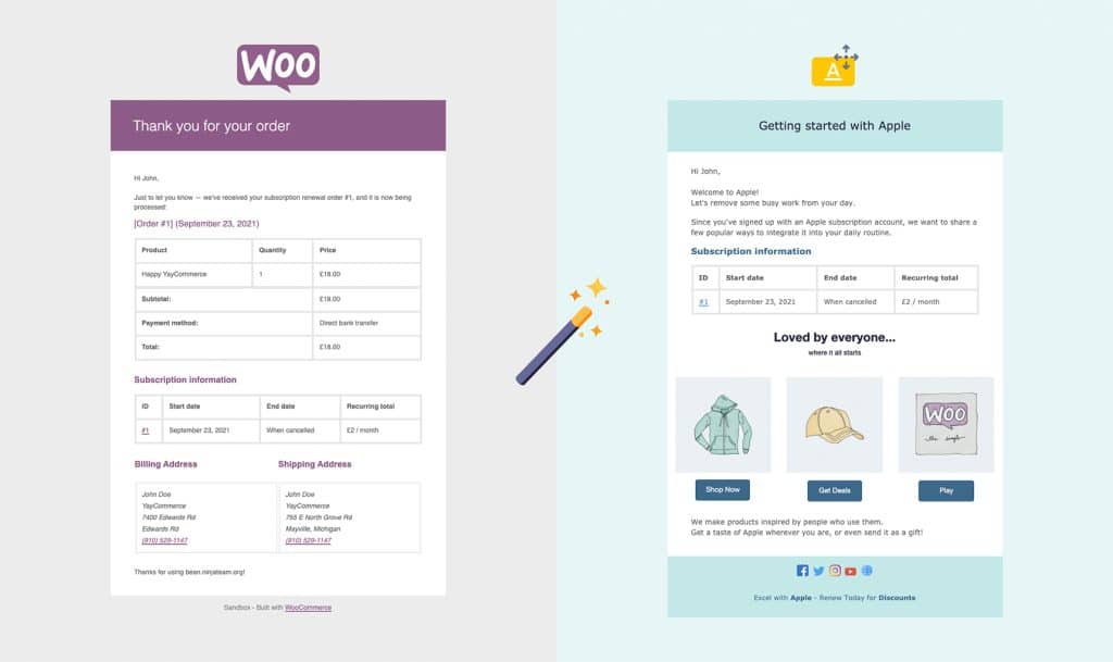 WooCommerce email design and customisation