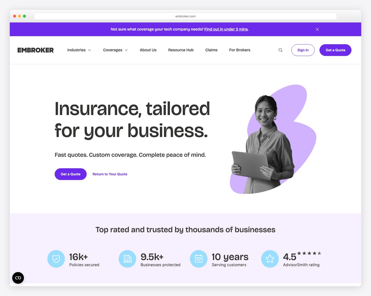 embroker website example