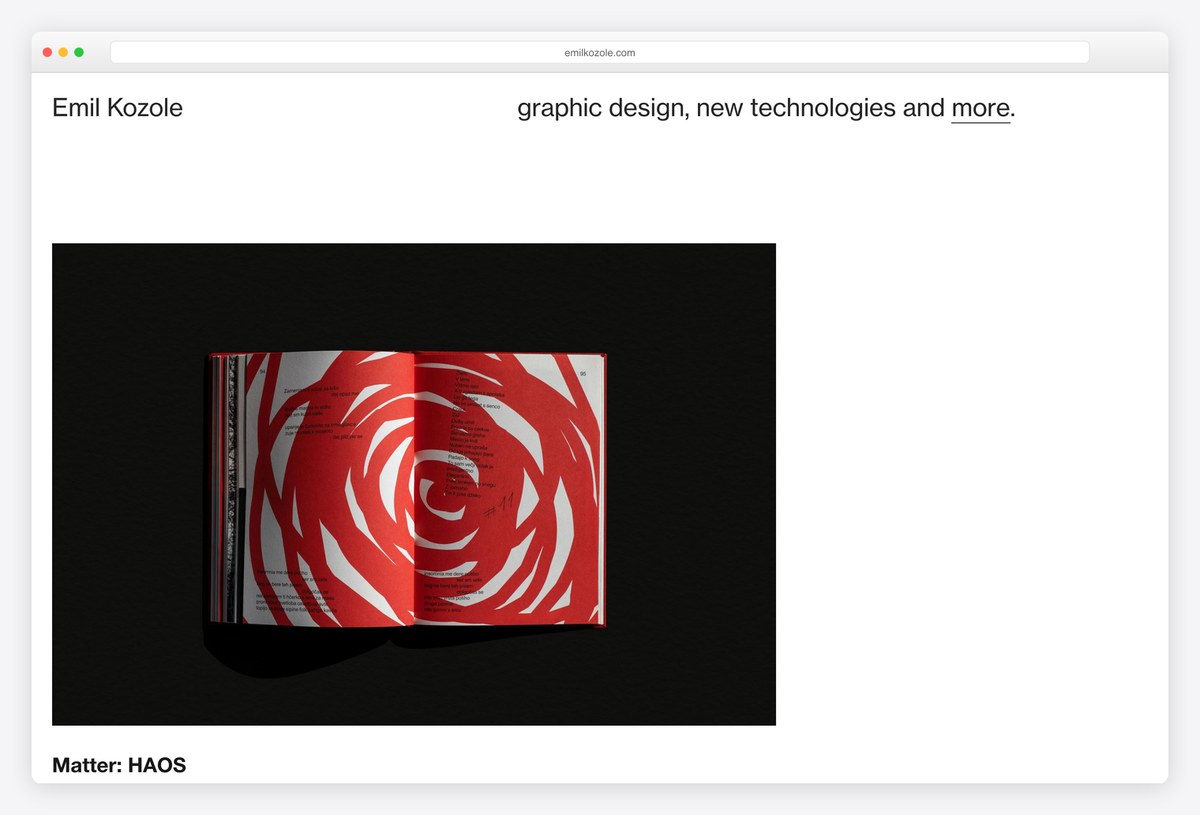 Emil Kozole graphic design portfolio website