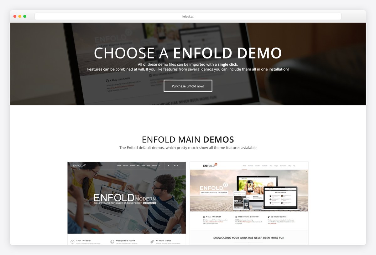 Enfold parallax website template demo