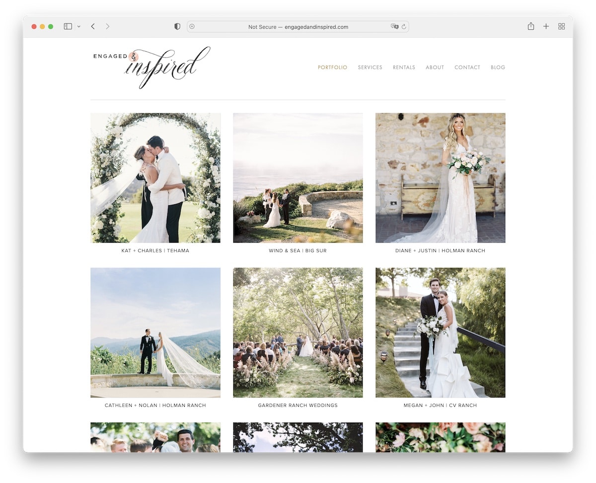 engaged and inspired wedding website