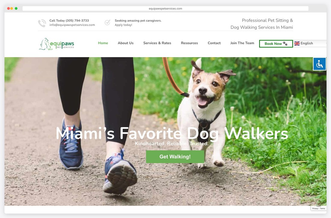 equipaws pet services website example
