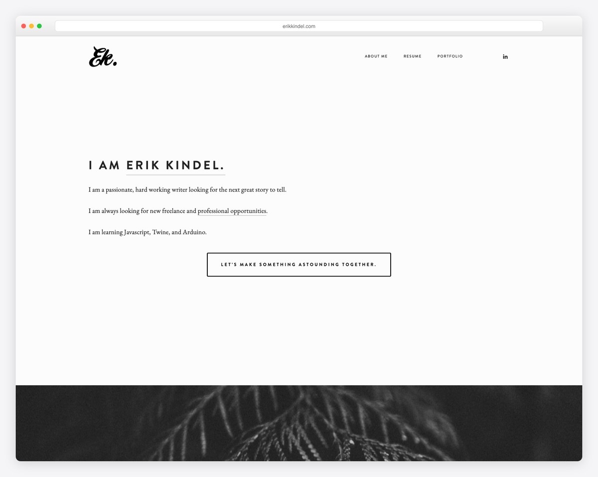 erik kindel Freelancer Copywriter resume website