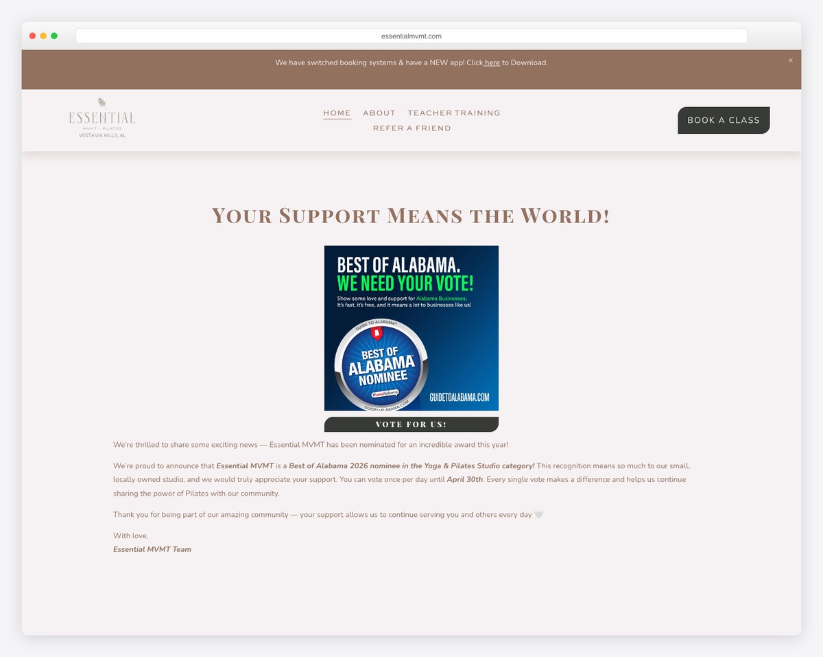 essential mvmt pilates website