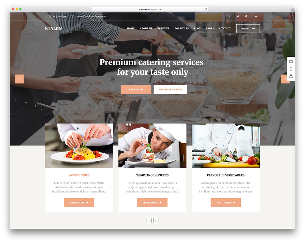 etalon catering wordpress website template