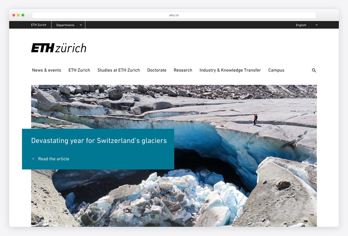 ETH Zurich homepage design