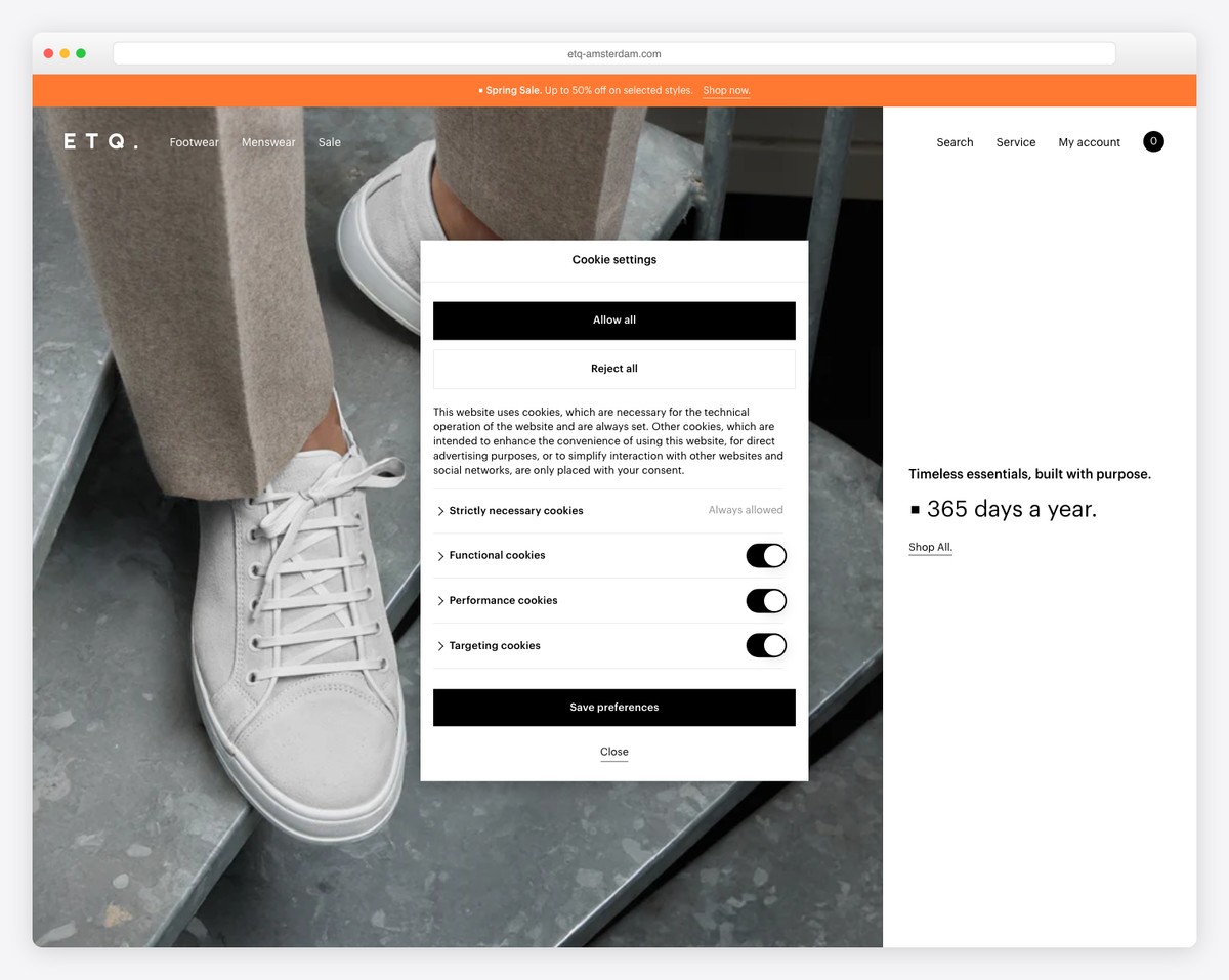 etq simple website example