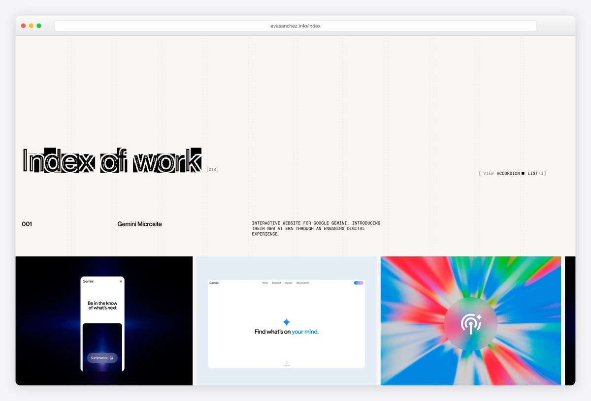 Eva Sánchez's Index of work page