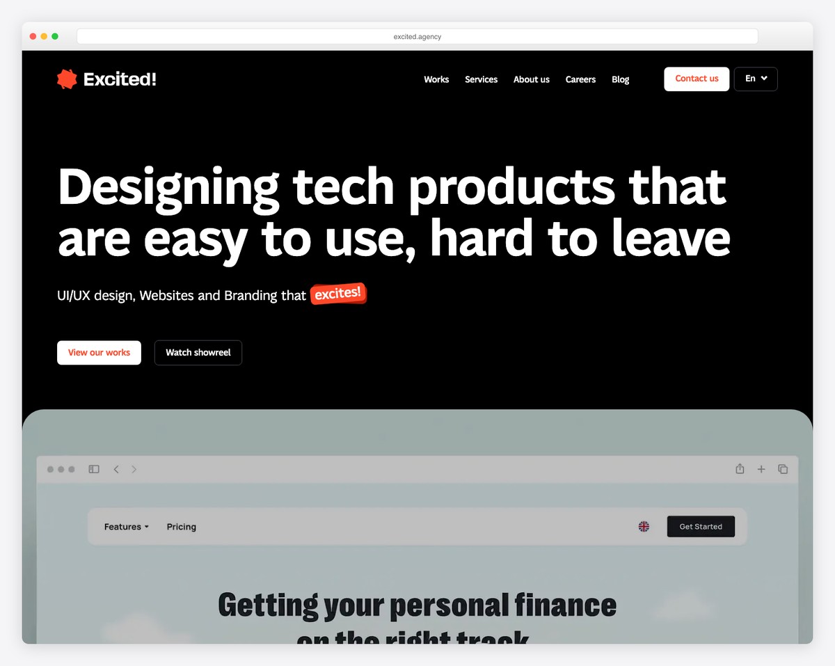 excited website example