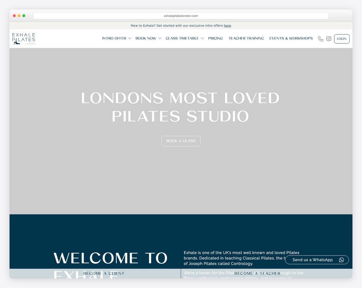 exhale pilates london website