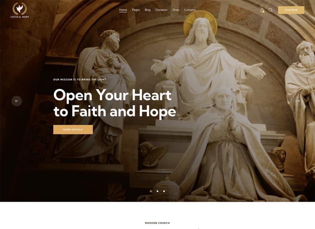 Faith & Hope - Modern Church & Religion Non-Profit WordPress Theme