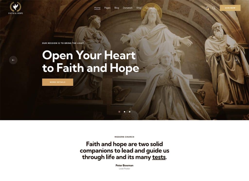 Faith & Hope - Modern Church & Religion Non-Profit WordPress Theme