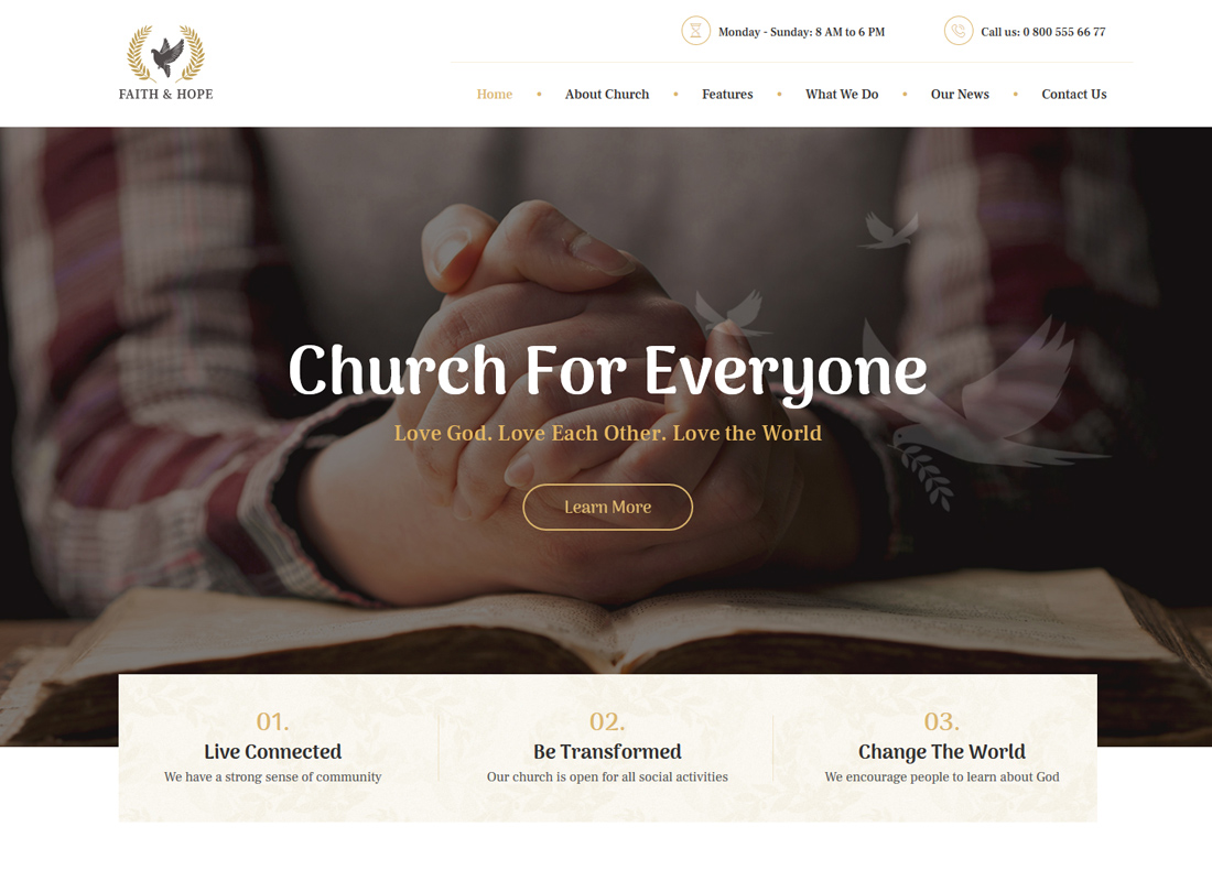 Faith & Hope - A Modern Church & Religion WordPress Theme