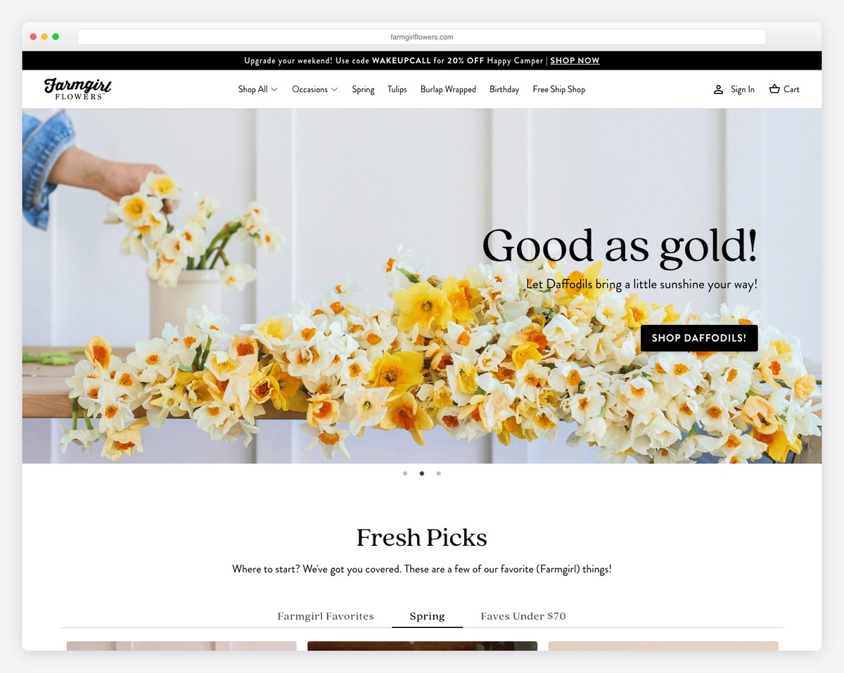 farmgirl flowers website example