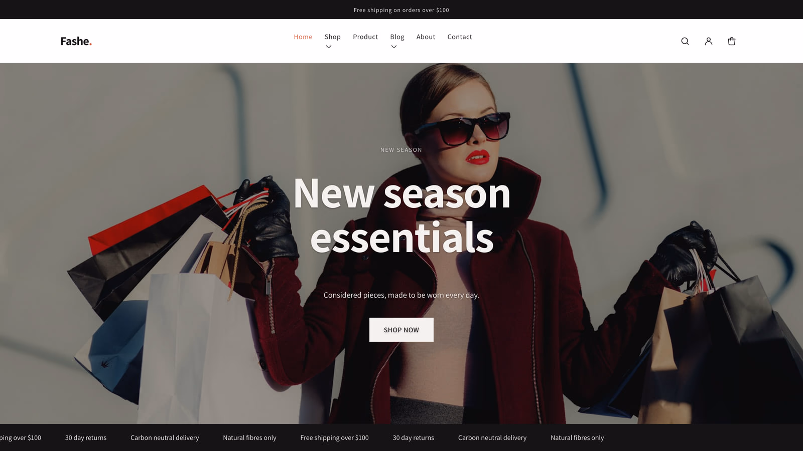 Fashe free eCommerce HTML template