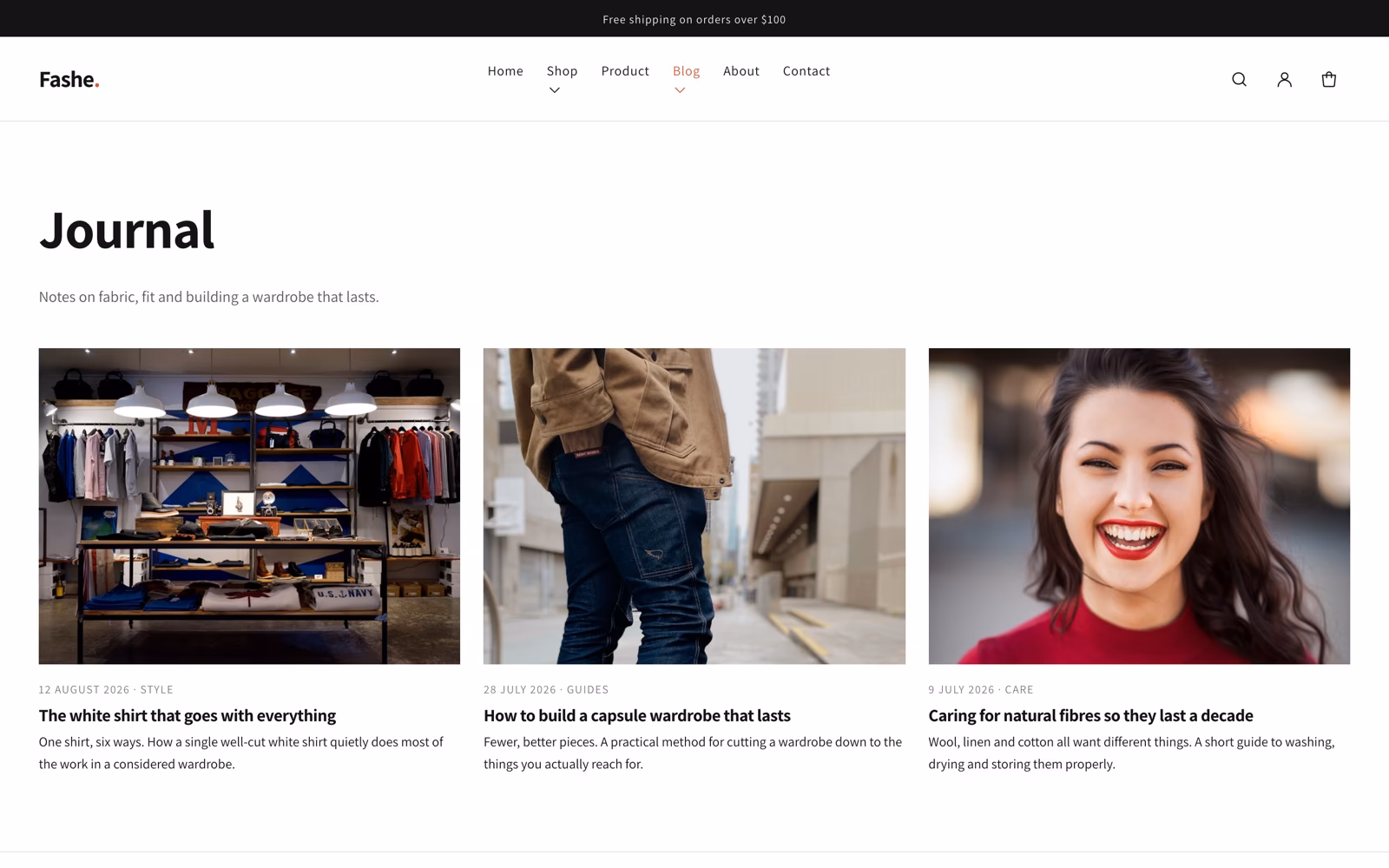 Fashe 2.0 blog page