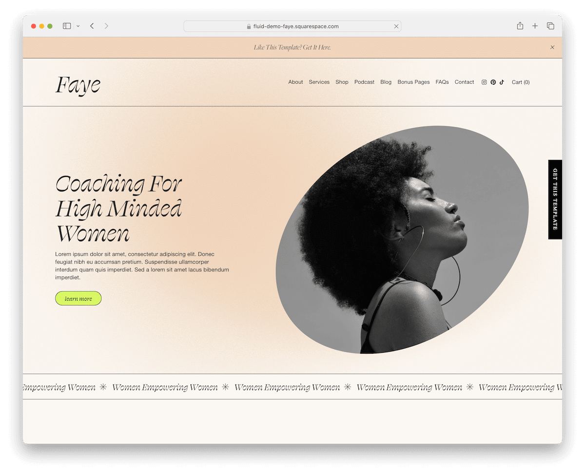 faye squarespace coaching template