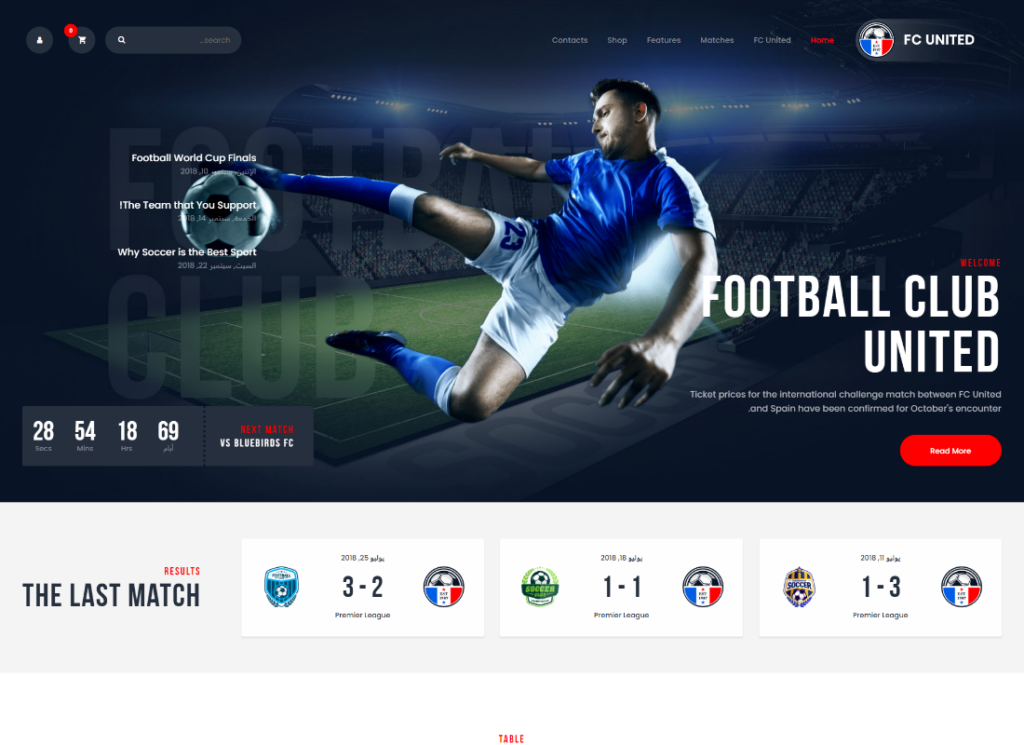 FC United - Football, Soccer & Sports WordPress Theme + RTL
