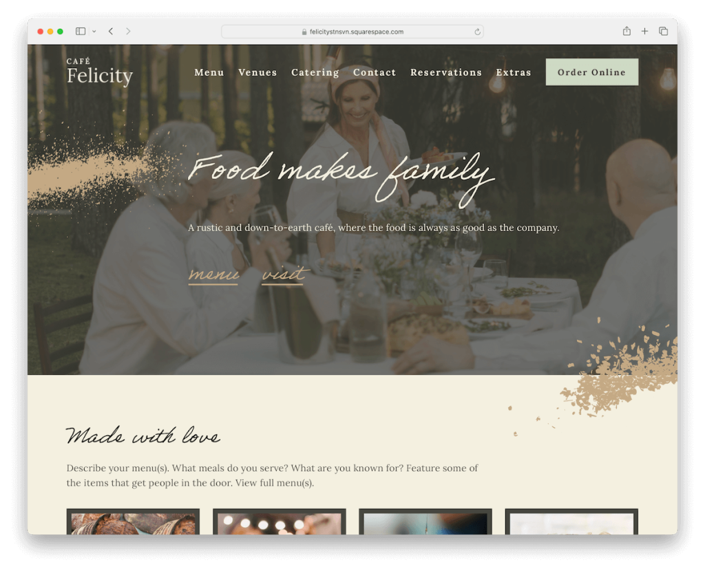 felicity squarespace food and drink template
