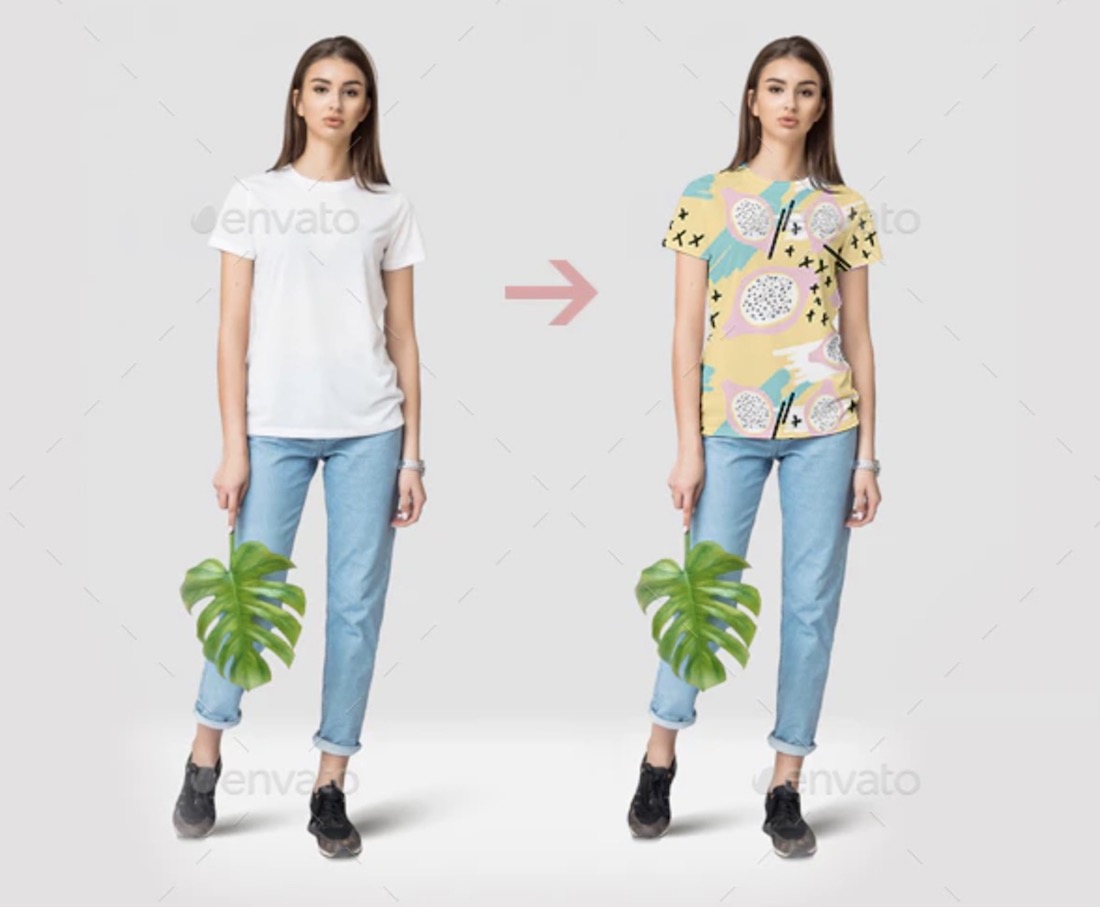 female minimalistic t-shirt mockup set