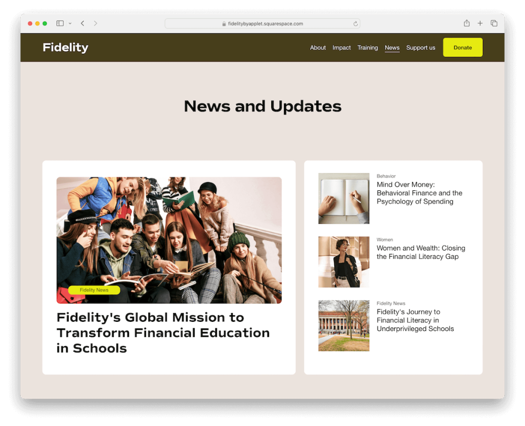 fidelity squarespace blog template