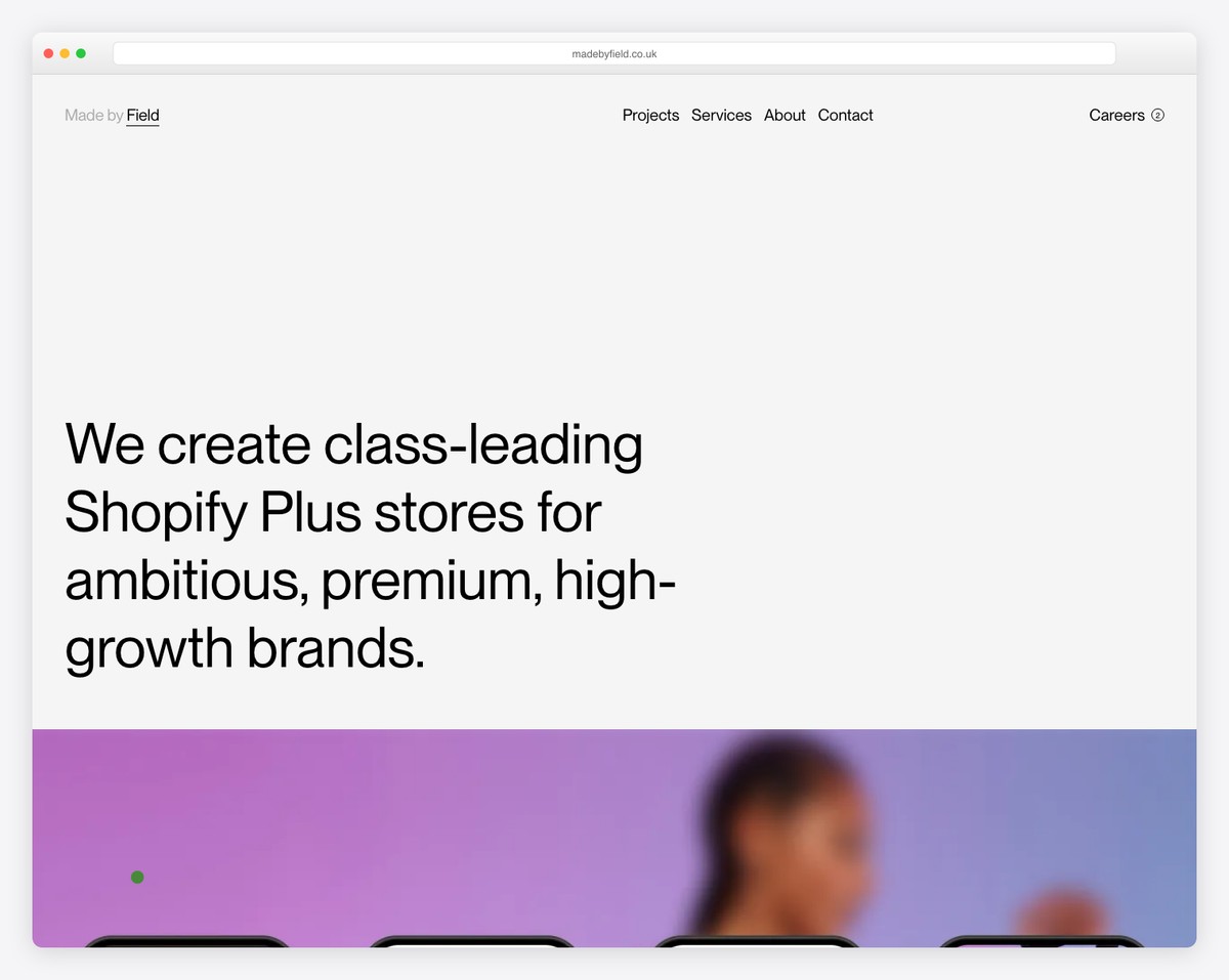field simple website example