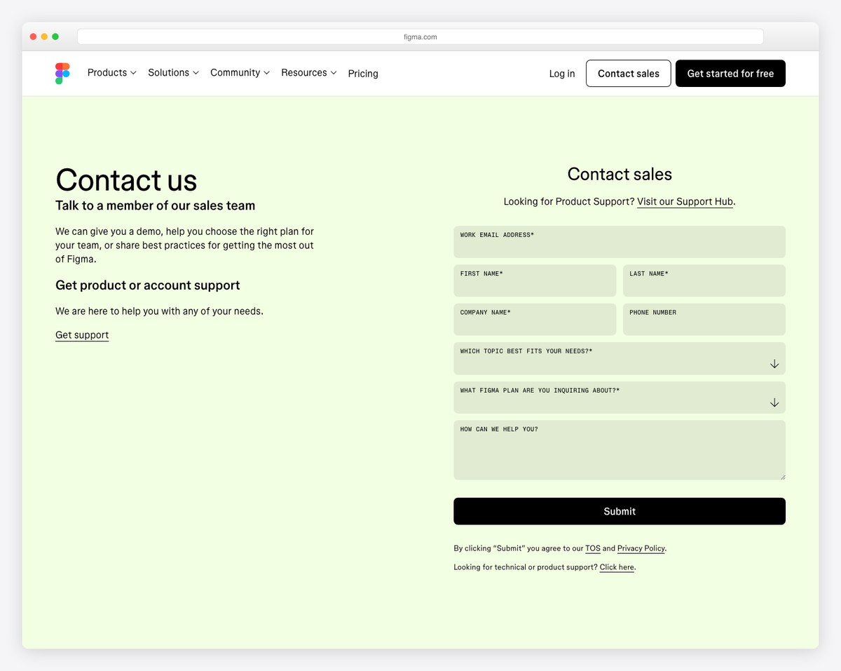 figma contact page example