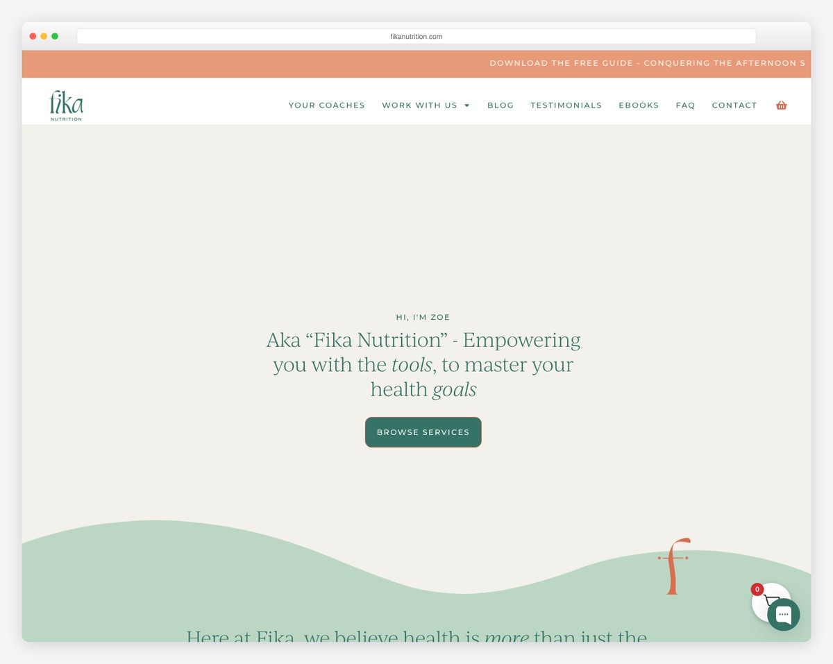 fika nutrition website example
