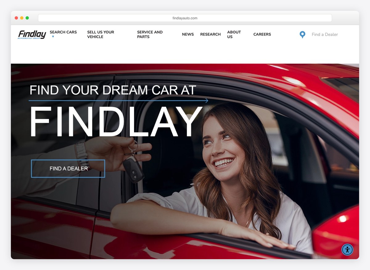 Findlay Automotive car dealer website homepage