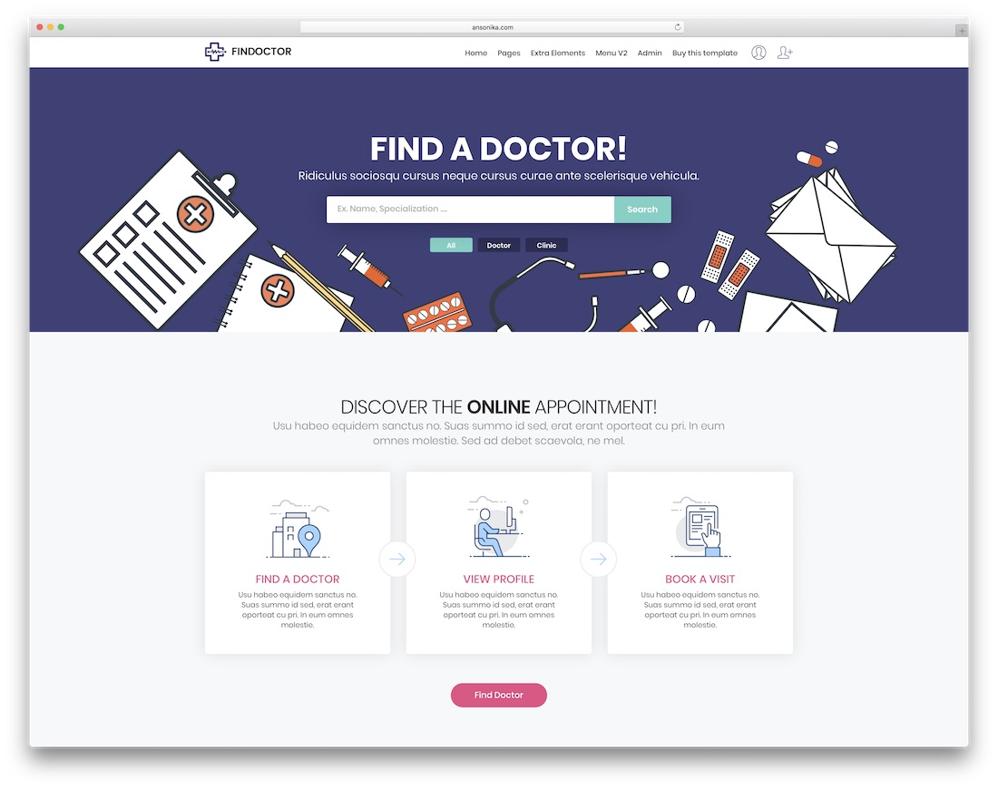 findoctor doctor website template