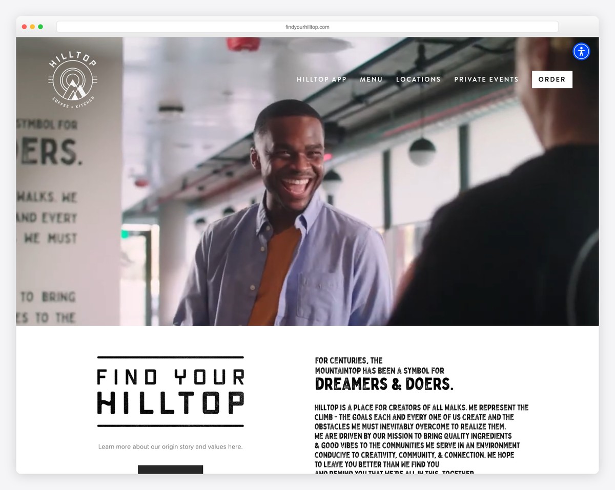 hilltop coffee + kitchen website example