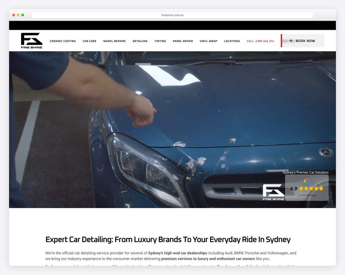 fine shine car wash web design