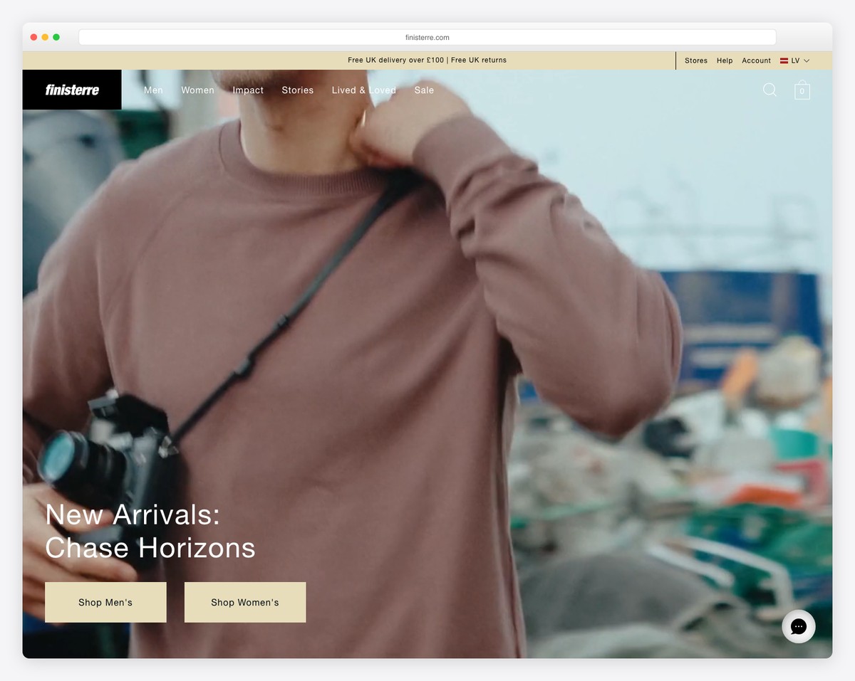 finisterre shopify website