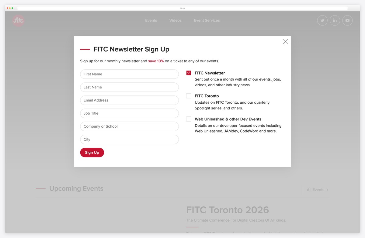 fitc toronto design technology conference website example