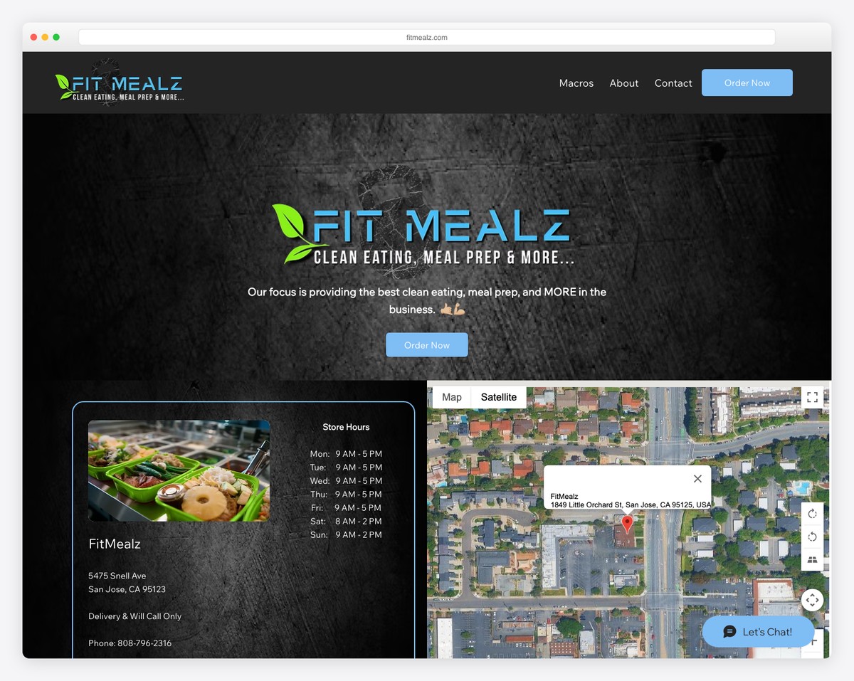 fit mealz website example