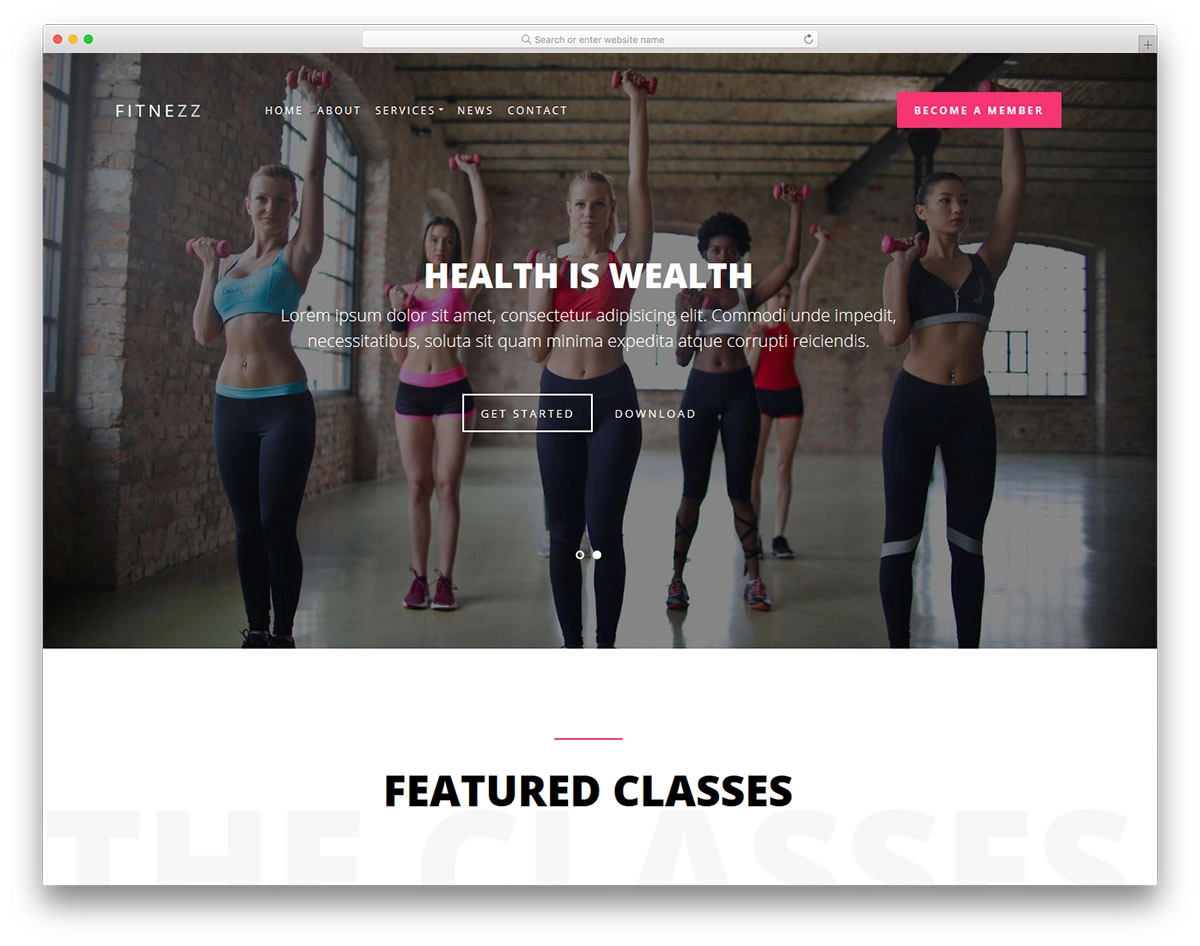 Mẫu website sức khỏe thể thao Fitnezz