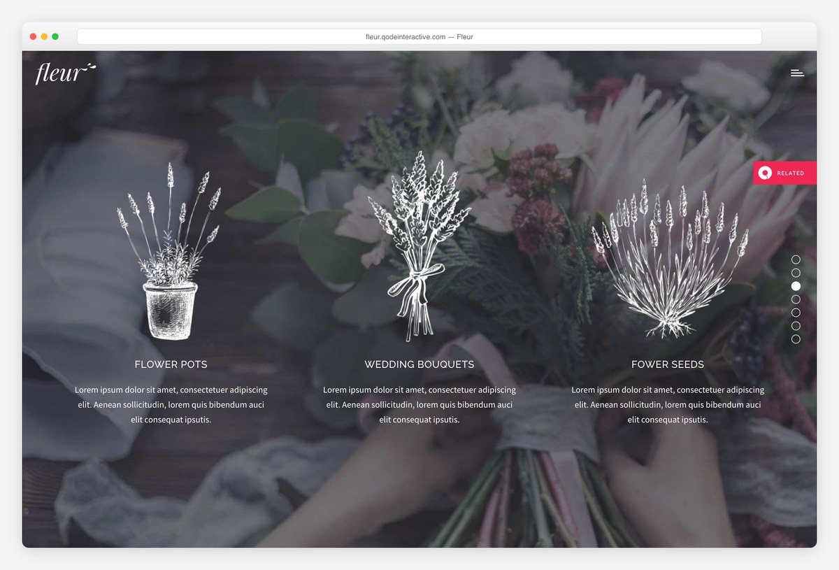Fleur wedding florist WordPress theme demo
